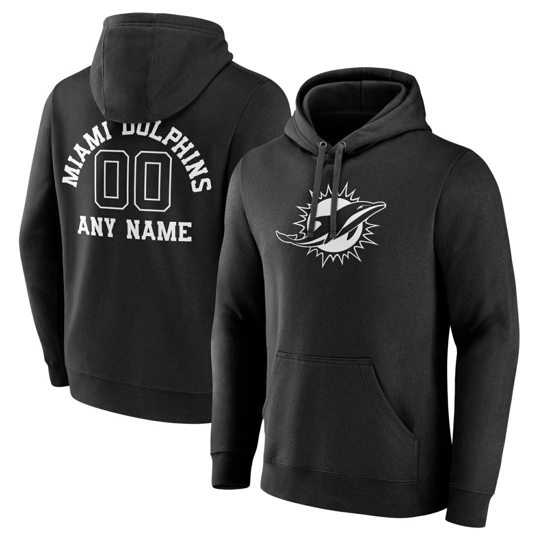 Miami Dolphins Personalized Name & Number Pullover Hoodie - Black - NFL