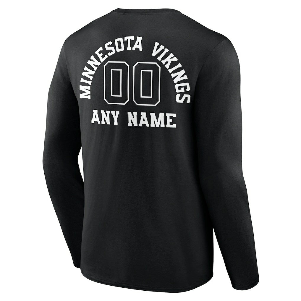 Minnesota Vikings Personalized Name & Number Monochrome Long Sleeve T-Shirt - Black - NFL