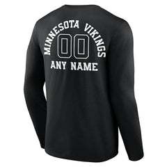 Minnesota Vikings Personalized Name & Number Monochrome Long Sleeve T-Shirt - Black - NFL