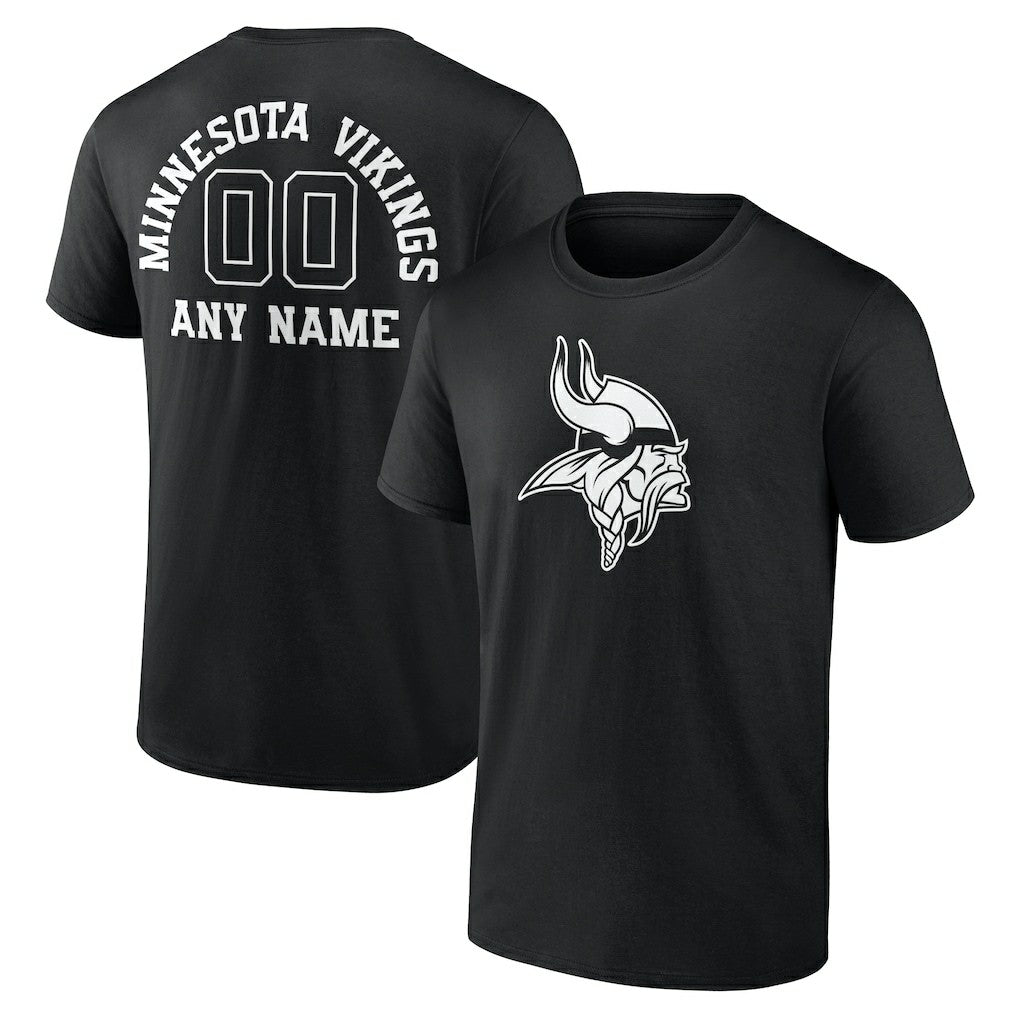 Minnesota Vikings Personalized Name & Number Monochrome T-Shirt - Black - NFL