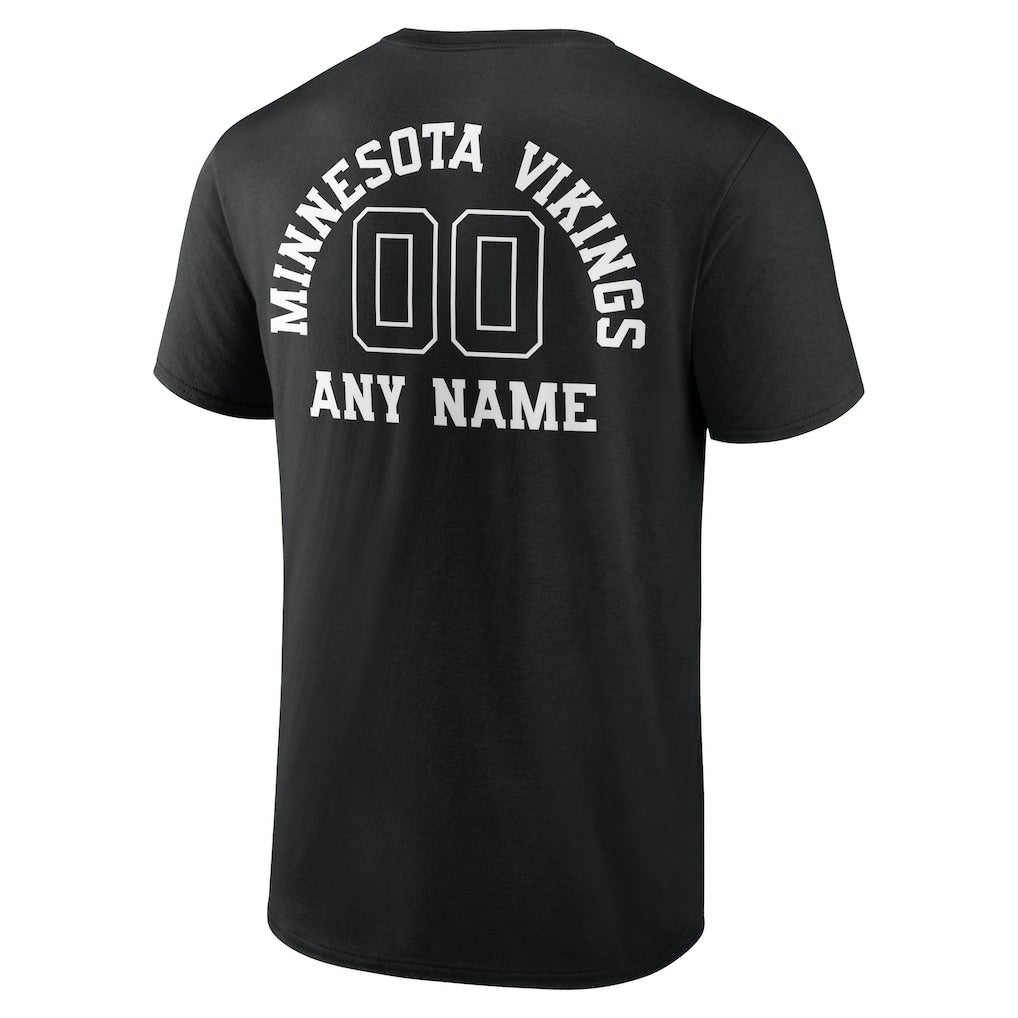 Minnesota Vikings Personalized Name & Number Monochrome T-Shirt - Black - NFL