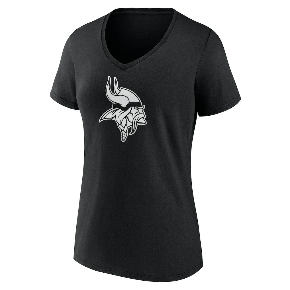 Minnesota Vikings Women's Personalized Name & Number Monochrome V-Neck T-Shirt - Black - NFL