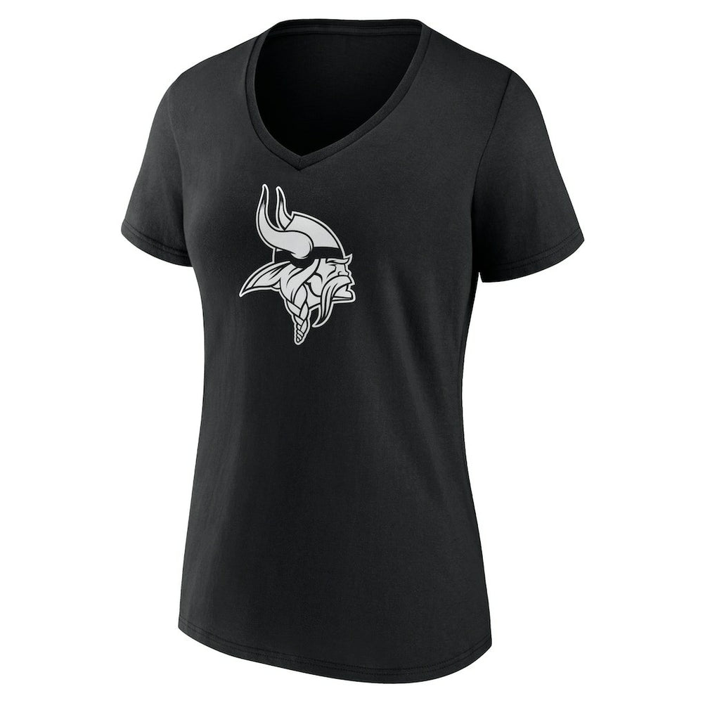 Minnesota Vikings Women's Personalized Name & Number Monochrome V-Neck T-Shirt - Black - NFL