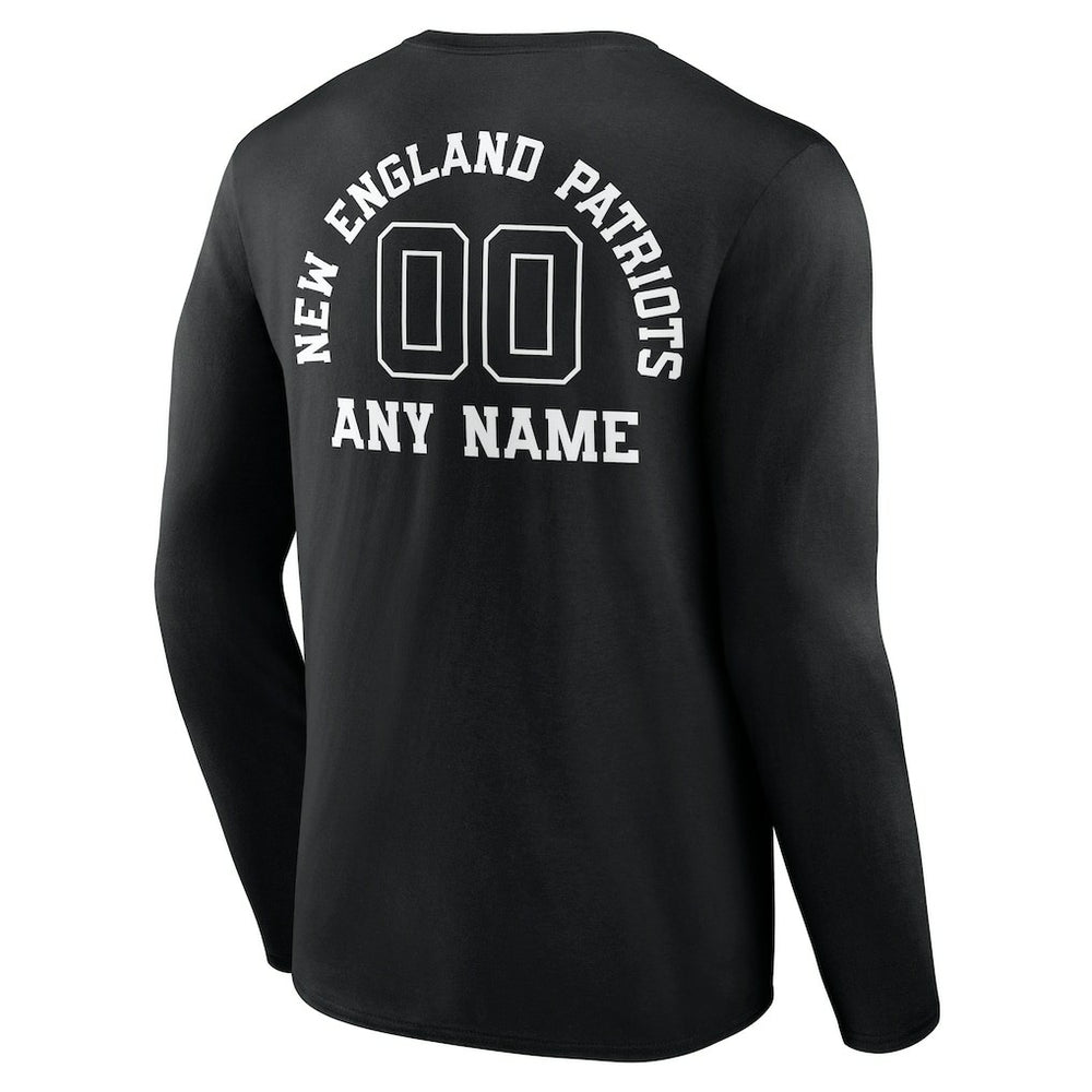 New England Patriots Personalized Name & Number Monochrome Long Sleeve T-Shirt - Black - NFL