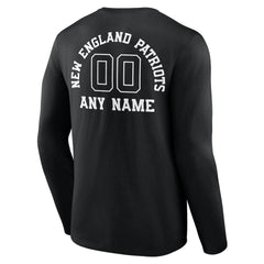 New England Patriots Personalized Name & Number Monochrome Long Sleeve T-Shirt - Black - NFL