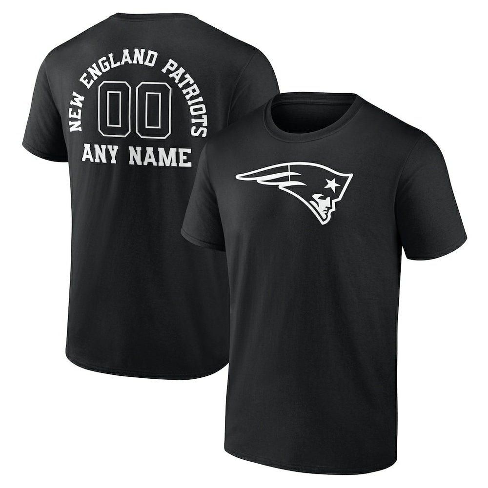 New England Patriots Personalized Name & Number Monochrome T-Shirt - Black - NFL
