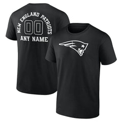 New England Patriots Personalized Name & Number Monochrome T-Shirt - Black - NFL