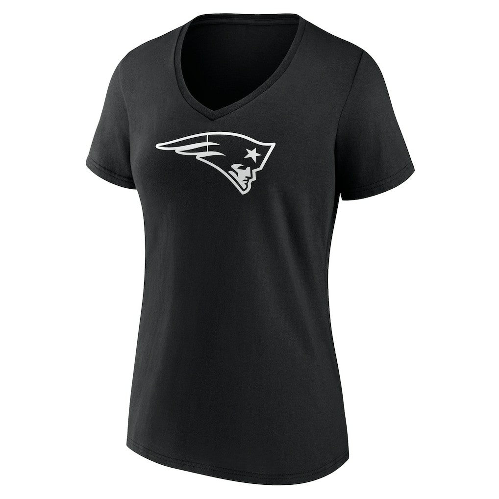 New England Patriots Women's Personalized Name & Number Monochrome V-Neck T-Shirt - Black - NFL