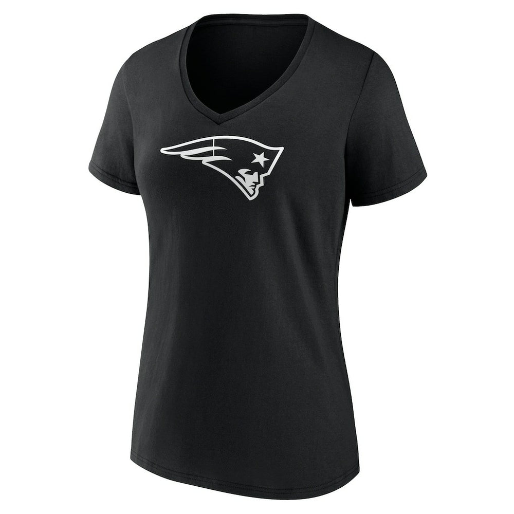 New England Patriots Women's Personalized Name & Number Monochrome V-Neck T-Shirt - Black - NFL