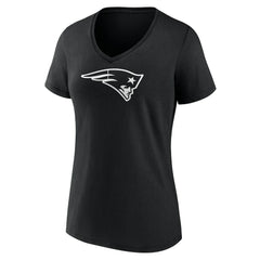 New England Patriots Women's Personalized Name & Number Monochrome V-Neck T-Shirt - Black - NFL