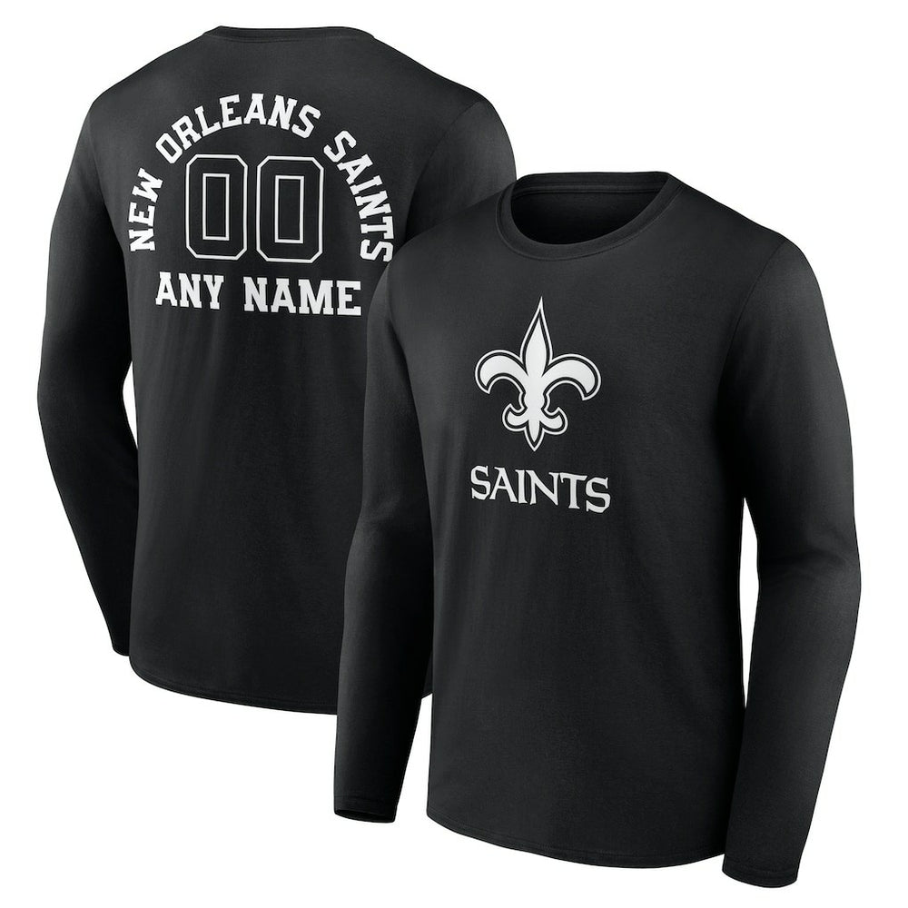 New Orleans Saints Personalized Name & Number Monochrome Long Sleeve T-Shirt - Black - NFL