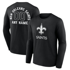 New Orleans Saints Personalized Name & Number Monochrome Long Sleeve T-Shirt - Black - NFL