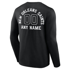 New Orleans Saints Personalized Name & Number Monochrome Long Sleeve T-Shirt - Black - NFL