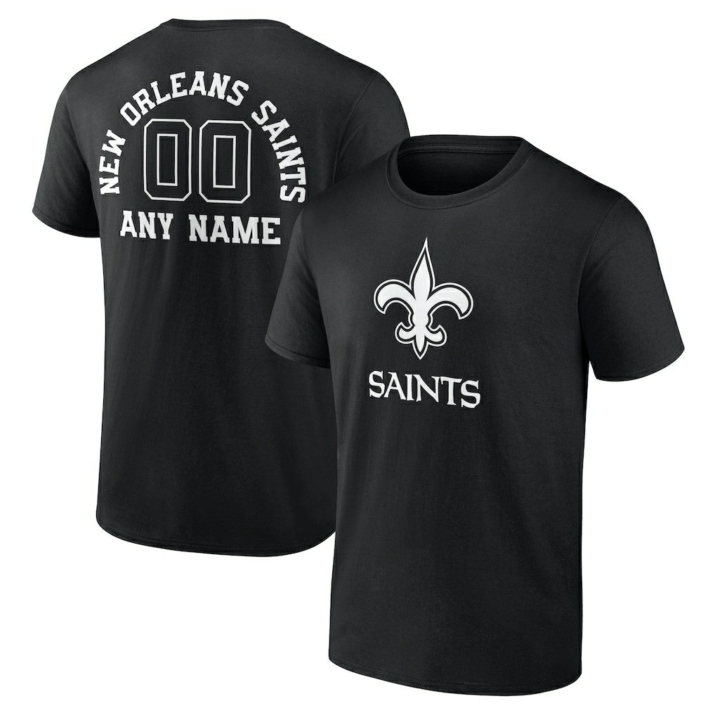 New Orleans Saints Personalized Name & Number Monochrome T-Shirt - Black - NFL