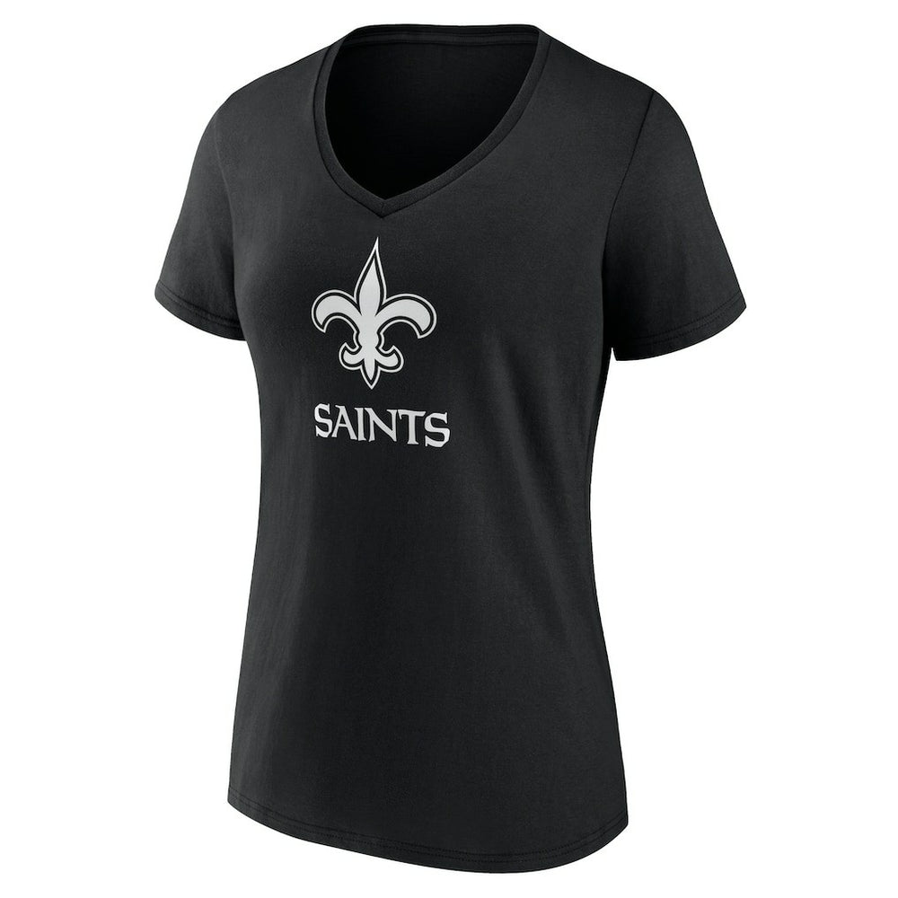New Orleans Saints Women's Personalized Name & Number Monochrome V-Neck T-Shirt - Black - NFL