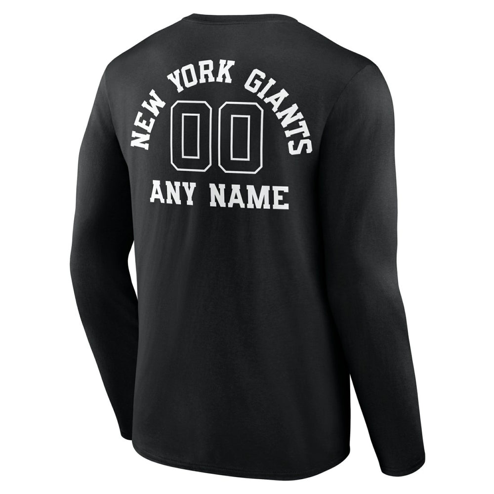 New York Giants Personalized Name & Number Monochrome Long Sleeve T-Shirt - Black - NFL