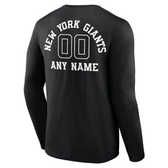 New York Giants Personalized Name & Number Monochrome Long Sleeve T-Shirt - Black - NFL