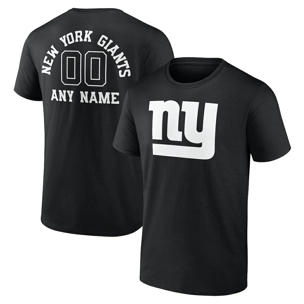 New York Giants Personalized Name & Number Monochrome T-Shirt - Black - NFL