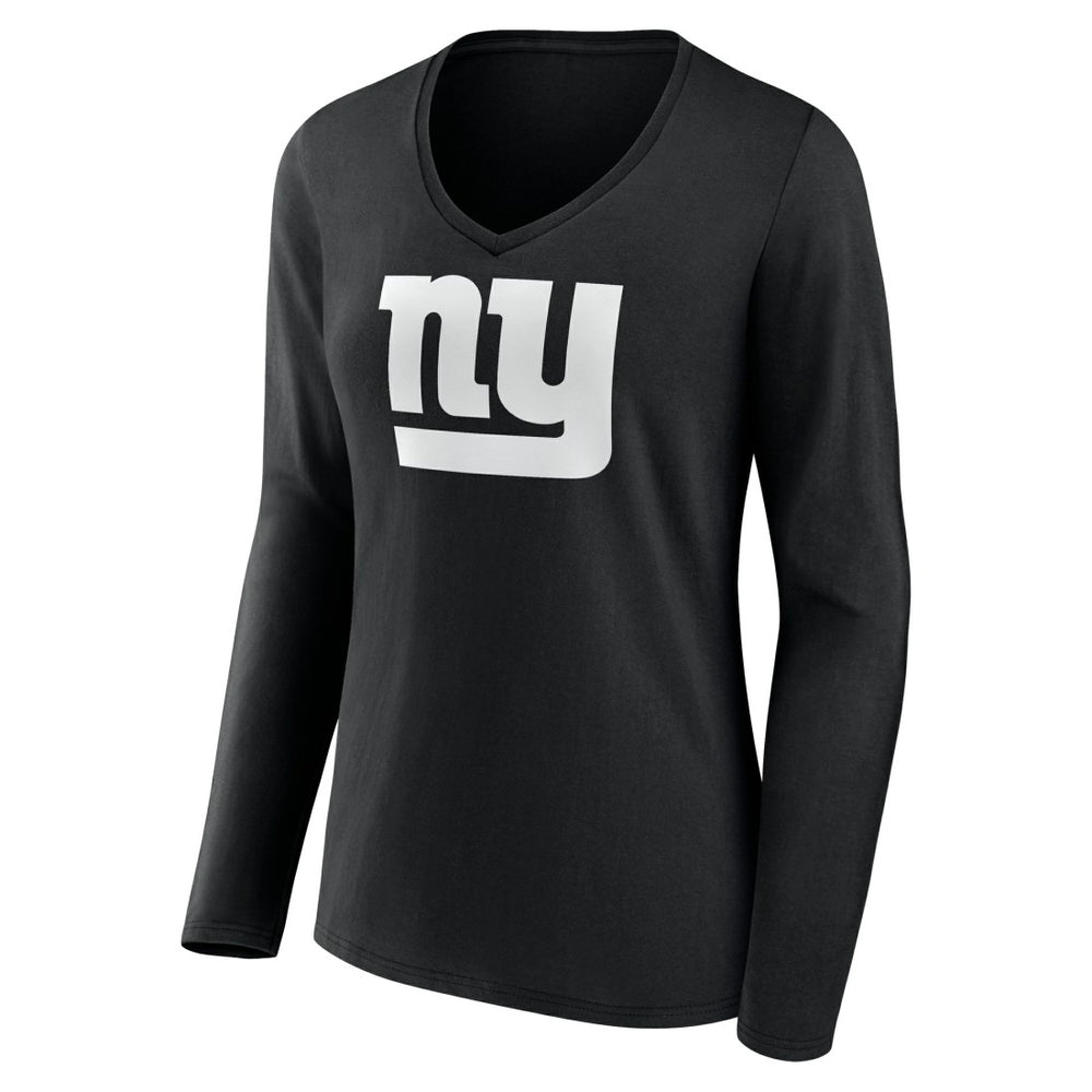 New York Giants Women's Personalized Name & Number Monochrome Long Sleeve V-Neck T-Shirt - Black - NFL