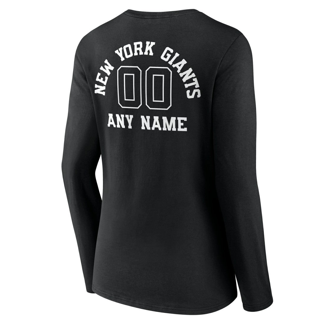 New York Giants Women's Personalized Name & Number Monochrome Long Sleeve V-Neck T-Shirt - Black - NFL