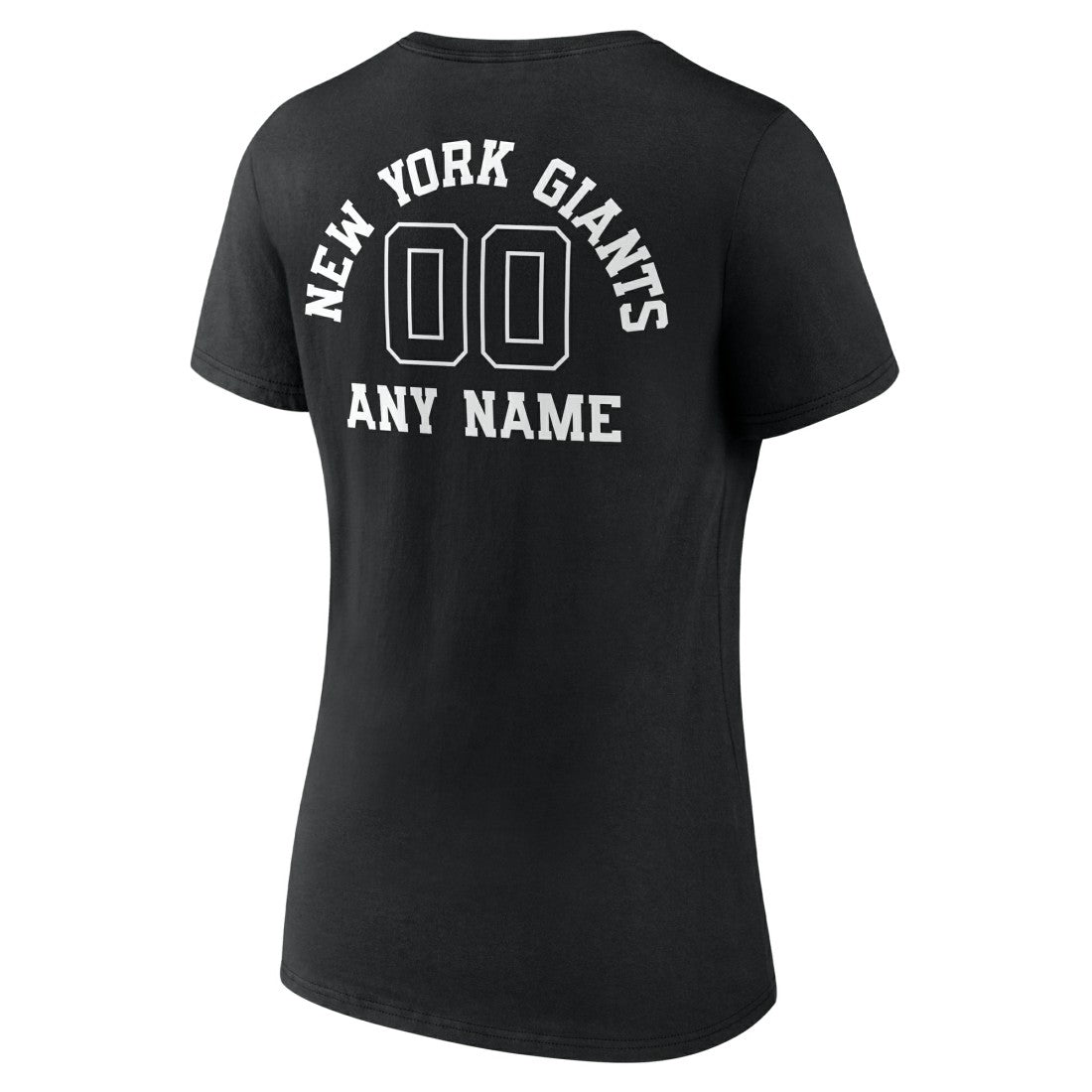 New York Giants Women's Personalized Name & Number Monochrome V-Neck T-Shirt - Black - NFL