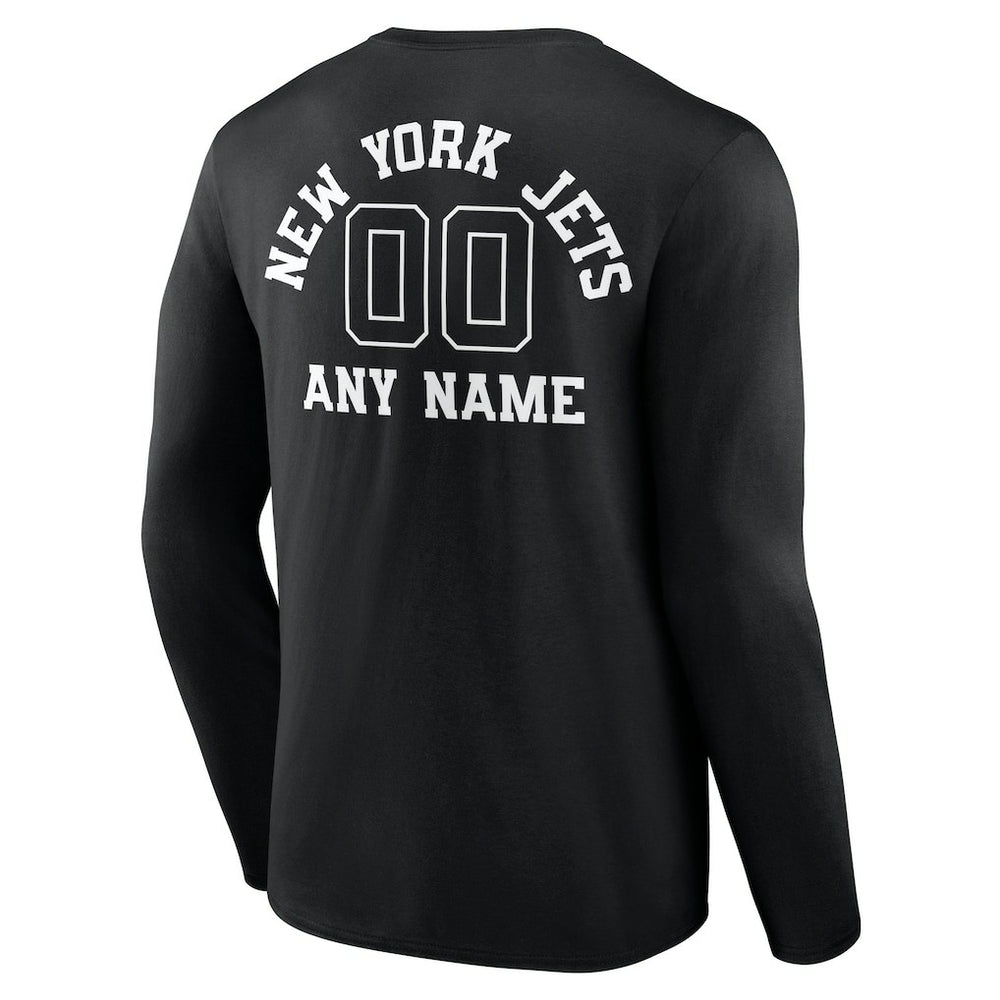 New York Jets Personalized Name & Number Monochrome Long Sleeve T-Shirt - Black - NFL