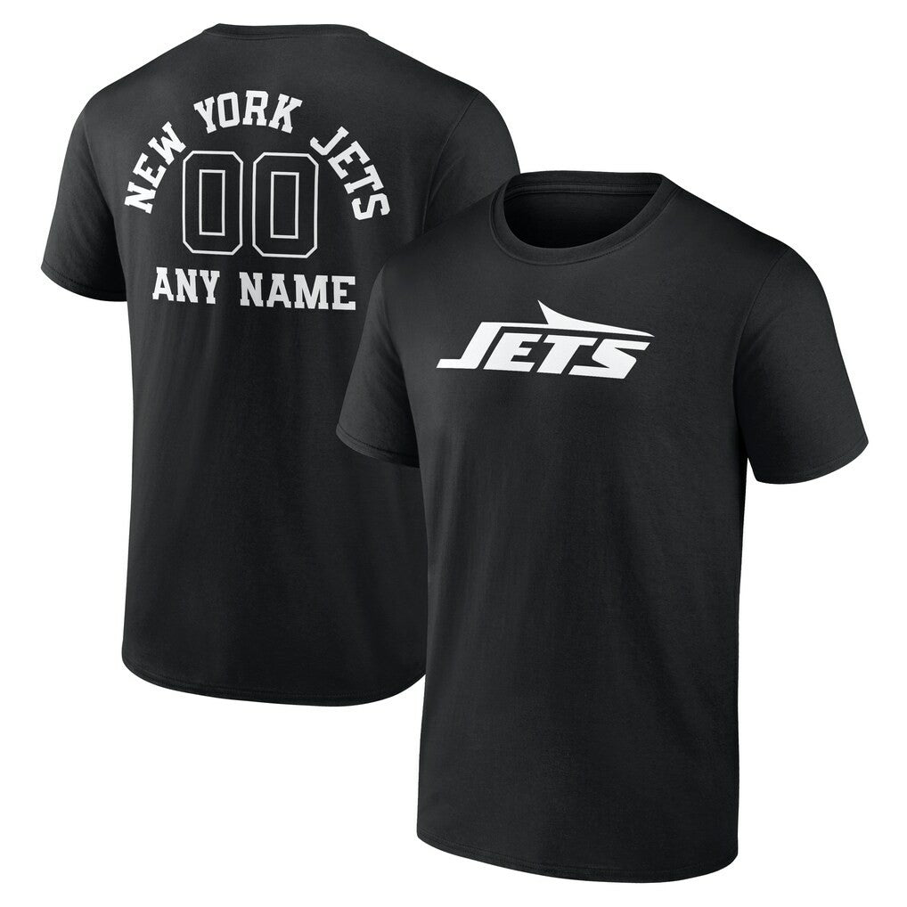 New York Jets Personalized Name & Number Monochrome T-Shirt - Black - NFL