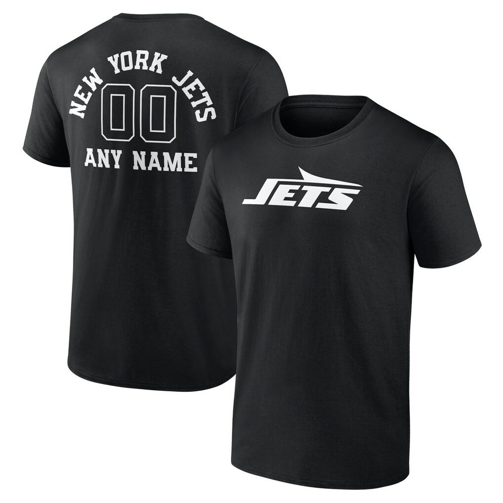 New York Jets Personalized Name & Number Monochrome T-Shirt - Black - NFL