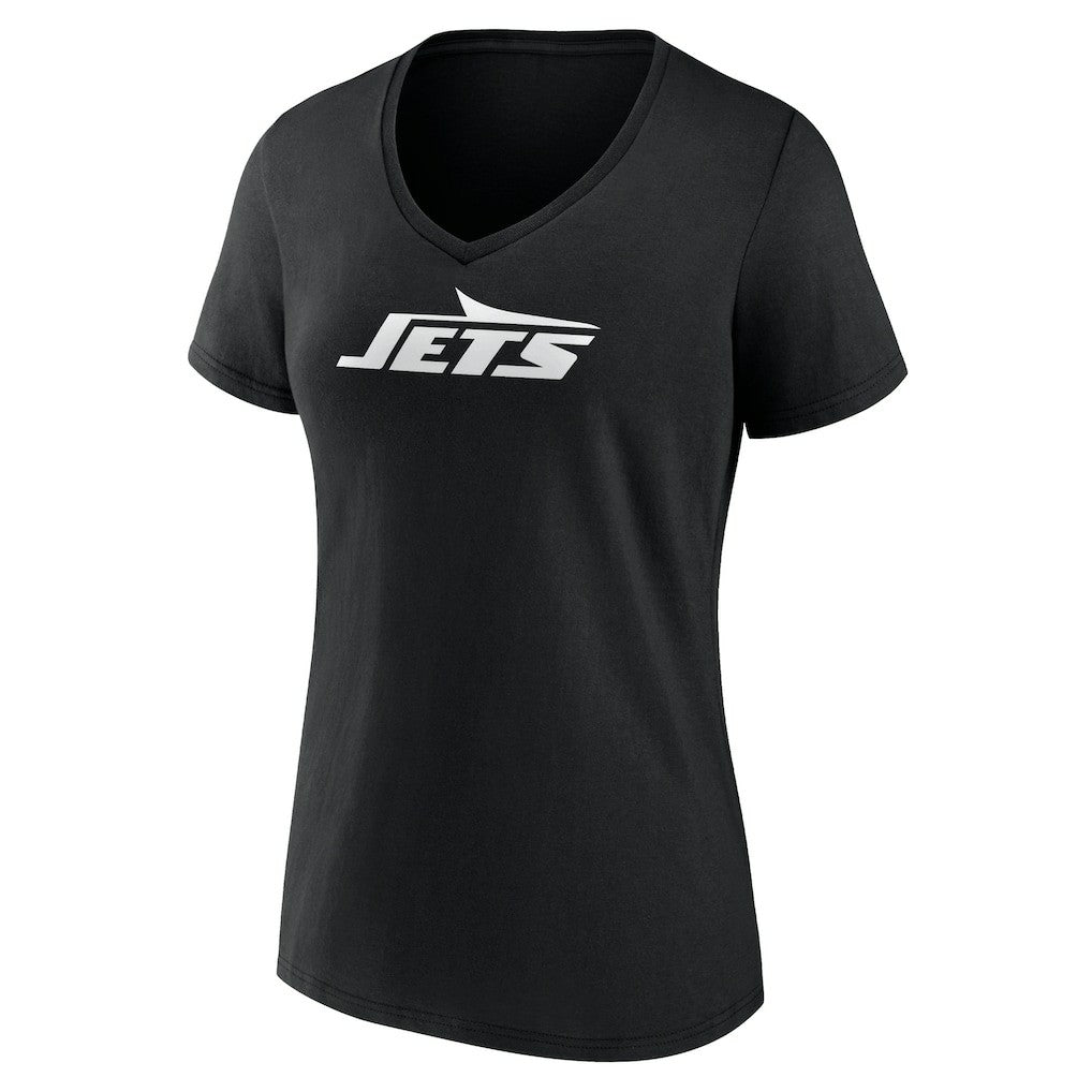 New York Jets Women's Personalized Name & Number Monochrome V-Neck T-Shirt - Black - NFL