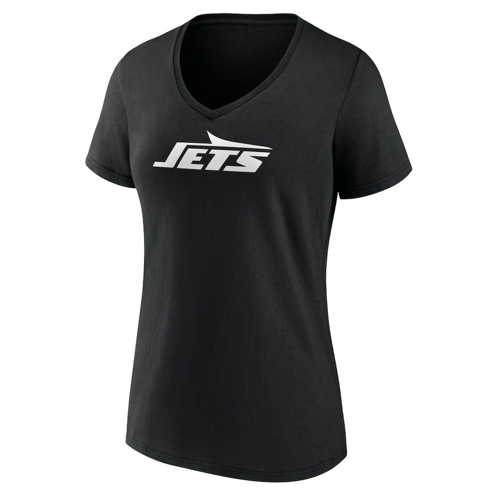 New York Jets Women's Personalized Name & Number Monochrome V-Neck T-Shirt - Black - NFL