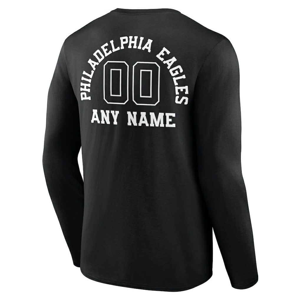 Philadelphia Eagles Personalized Name & Number Monochrome Long Sleeve T-Shirt - Black - NFL