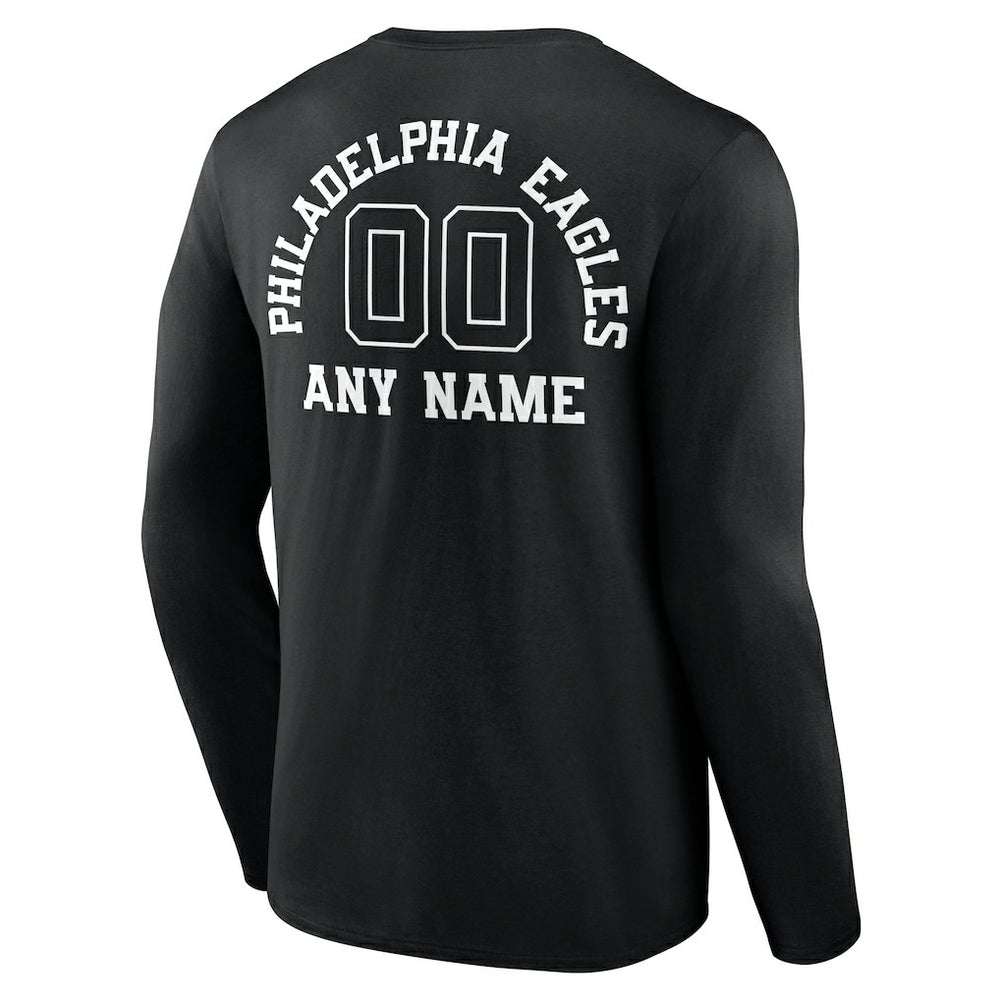 Philadelphia Eagles Personalized Name & Number Monochrome Long Sleeve T-Shirt - Black - NFL
