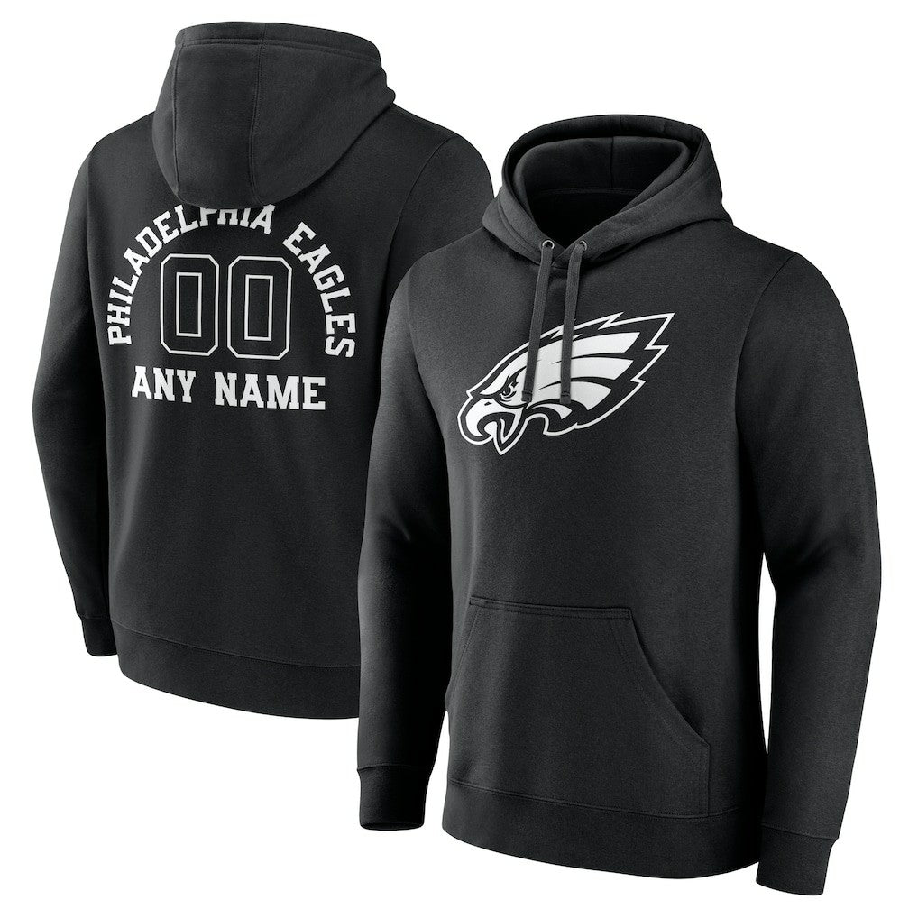 Philadelphia Eagles Personalized Name & Number Pullover Hoodie - Black - NFL
