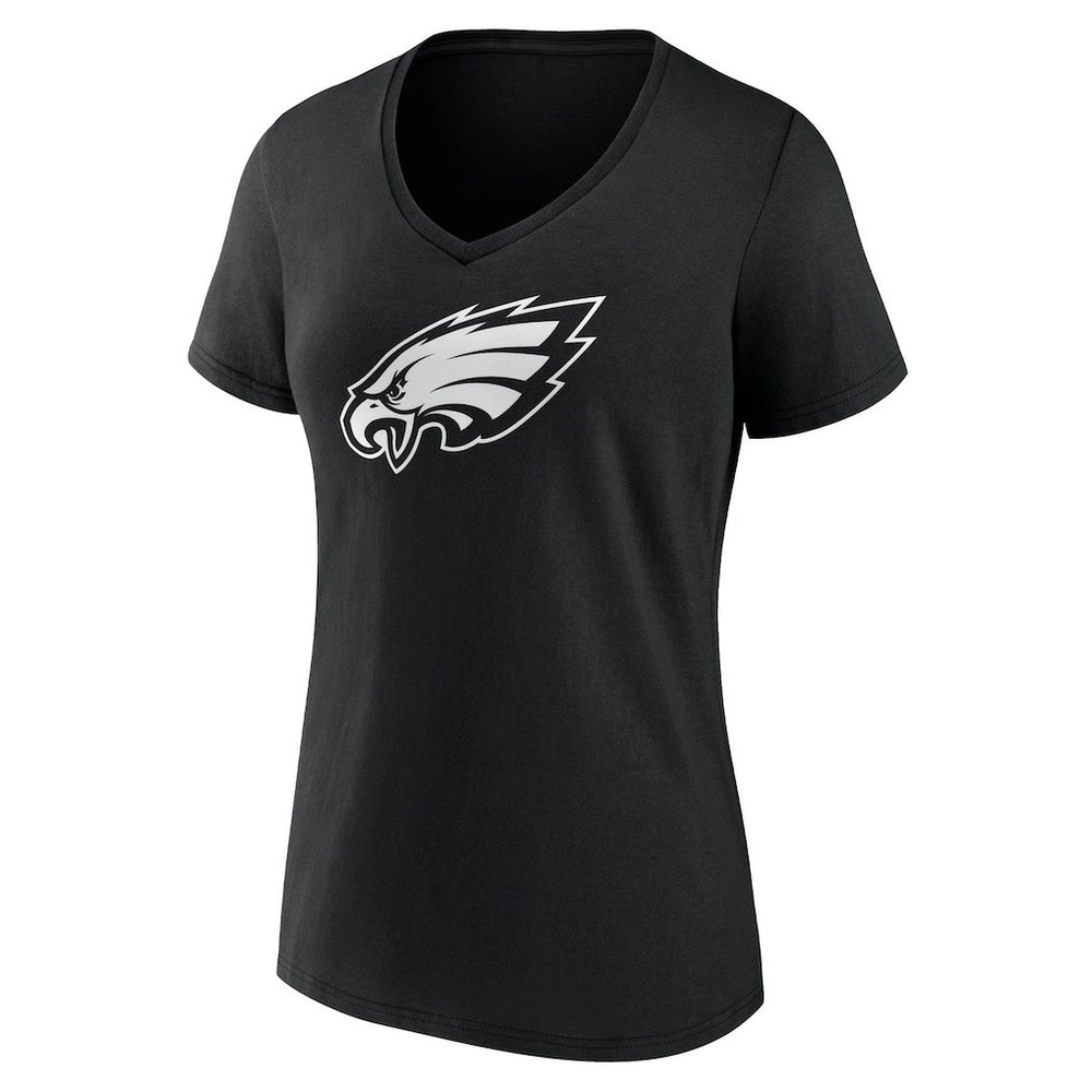 Philadelphia Eagles Women's Personalized Name & Number Monochrome V-Neck T-Shirt - Black - NFL