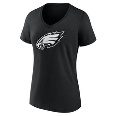 Philadelphia Eagles Women's Personalized Name & Number Monochrome V-Neck T-Shirt - Black - NFL