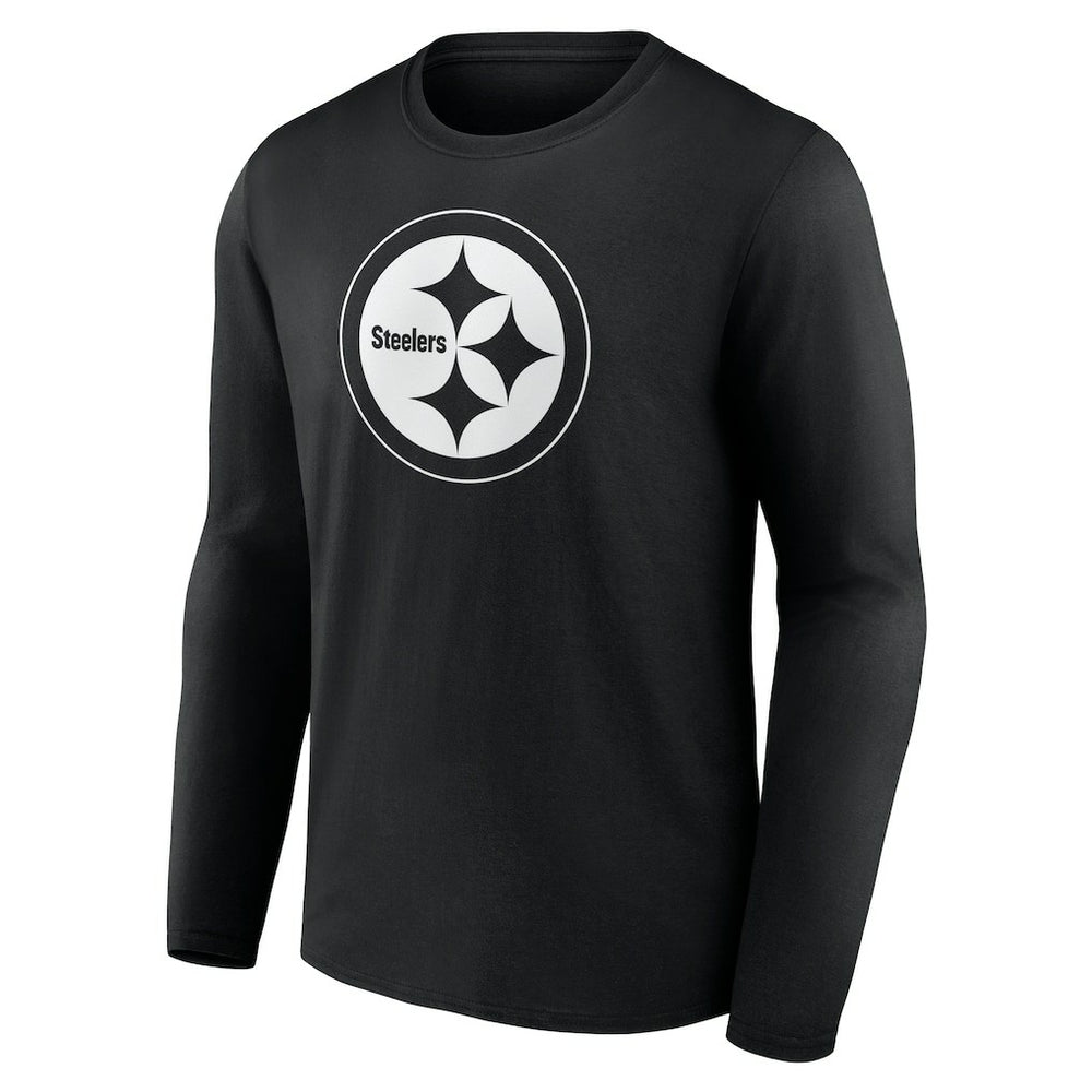 Pittsburgh Steelers Personalized Name & Number Monochrome Long Sleeve T-Shirt - Black - NFL