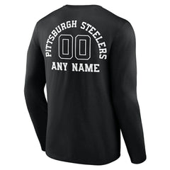 Pittsburgh Steelers Personalized Name & Number Monochrome Long Sleeve T-Shirt - Black - NFL