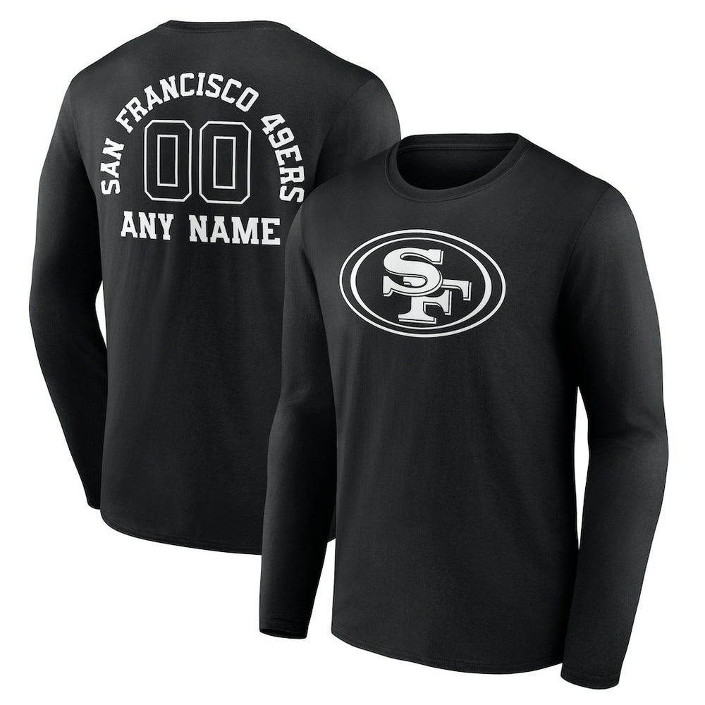 San Francisco 49ers Personalized Name & Number Monochrome Long Sleeve T-Shirt - Black - NFL