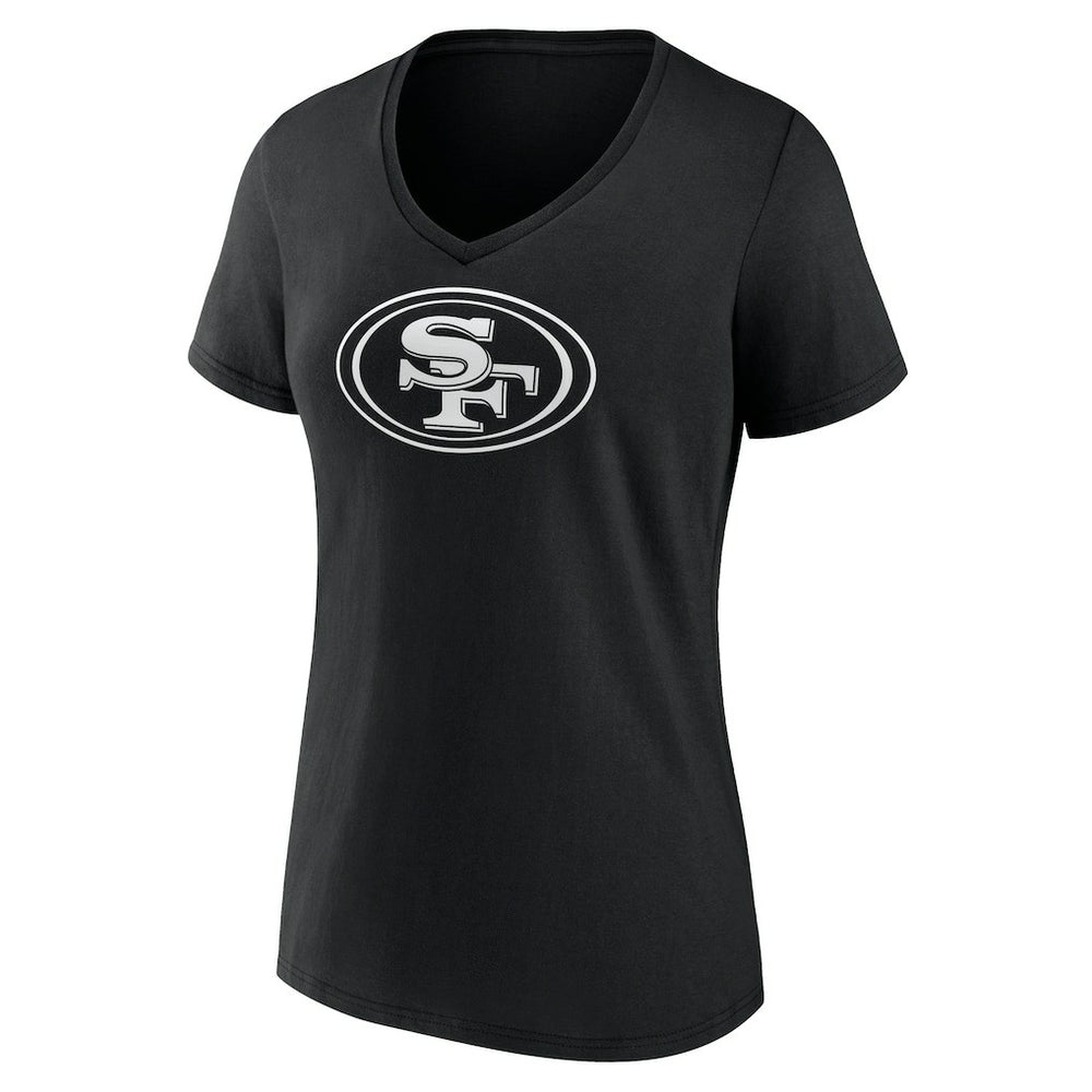 San Francisco 49ers Women's Personalized Name & Number Monochrome V-Neck T-Shirt - Black - NFL