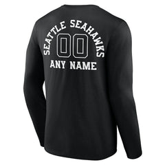 Seattle Seahawks Personalized Name & Number Monochrome Long Sleeve T-Shirt - Black - NFL