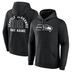Seattle Seahawks Personalized Name & Number Pullover Hoodie - Black - NFL