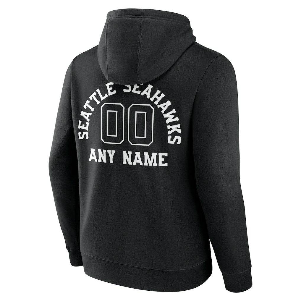 Seattle Seahawks Personalized Name & Number Pullover Hoodie - Black - NFL