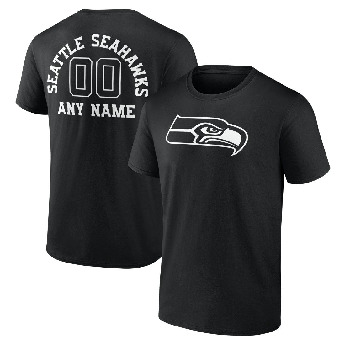 Seattle Seahawks Personalized Name & Number Monochrome T-Shirt - Black - NFL