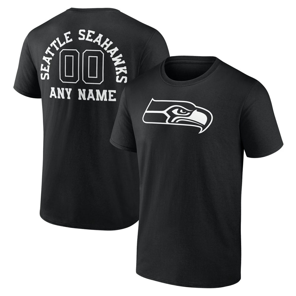 Seattle Seahawks Personalized Name & Number Monochrome T-Shirt - Black - NFL