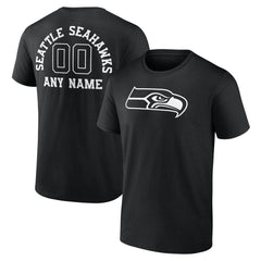 Seattle Seahawks Personalized Name & Number Monochrome T-Shirt - Black - NFL