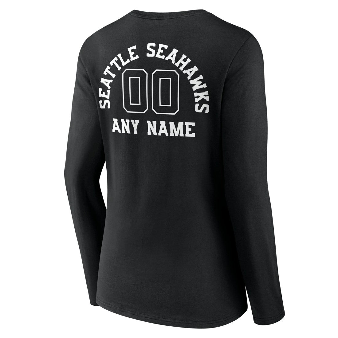 Seattle Seahawks Women's Personalized Name & Number Monochrome Long Sleeve V-Neck T-Shirt - Black - NFL