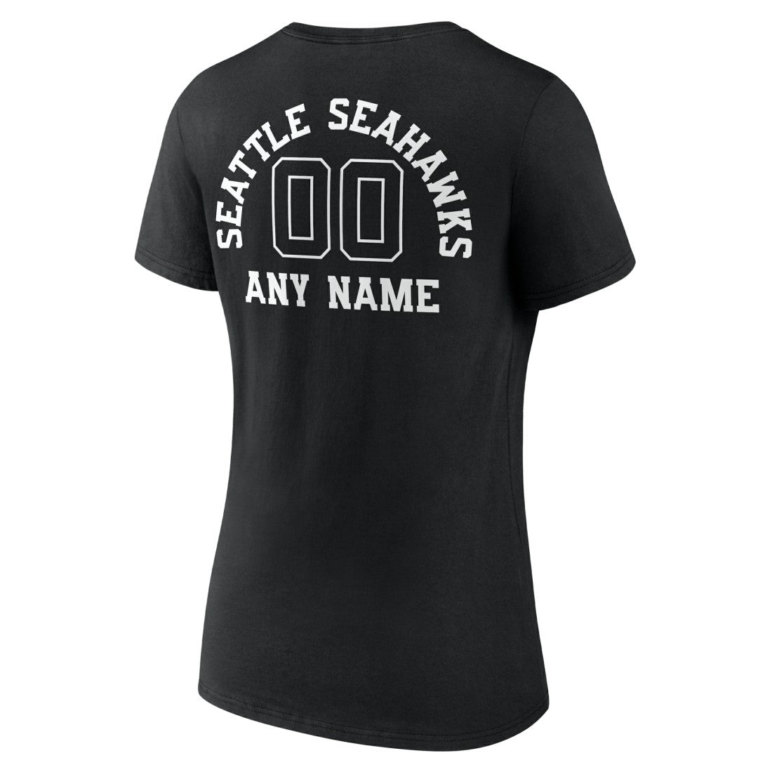 Seattle Seahawks Women's Personalized Name & Number Monochrome V-Neck T-Shirt - Black - NFL