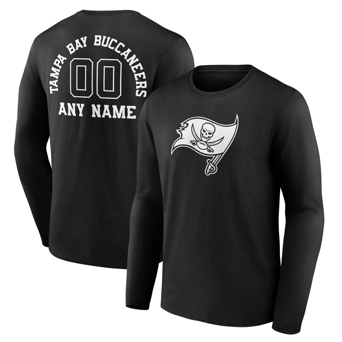 Tampa Bay Buccaneers Personalized Name & Number Monochrome Long Sleeve T-Shirt - Black - NFL