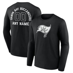 Tampa Bay Buccaneers Personalized Name & Number Monochrome Long Sleeve T-Shirt - Black - NFL