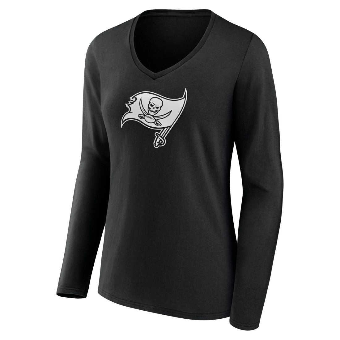 Tampa Bay Buccaneers Women's Personalized Name & Number Monochrome Long Sleeve V-Neck T-Shirt - Black - NFL